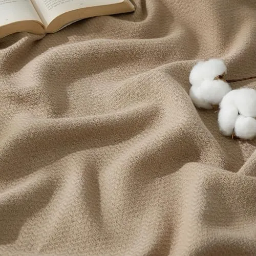 Bedsure 100% Cotton Herringbone Weave Throw Blanket