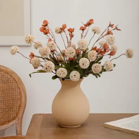 8-Piece LILUYTO Artificial Pom Chrysanthemum Floral Stems