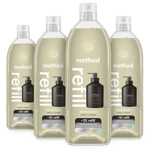 method Gel Hand Wash Refill, Vetiver + Amber, 34 fl oz, 4 Pack