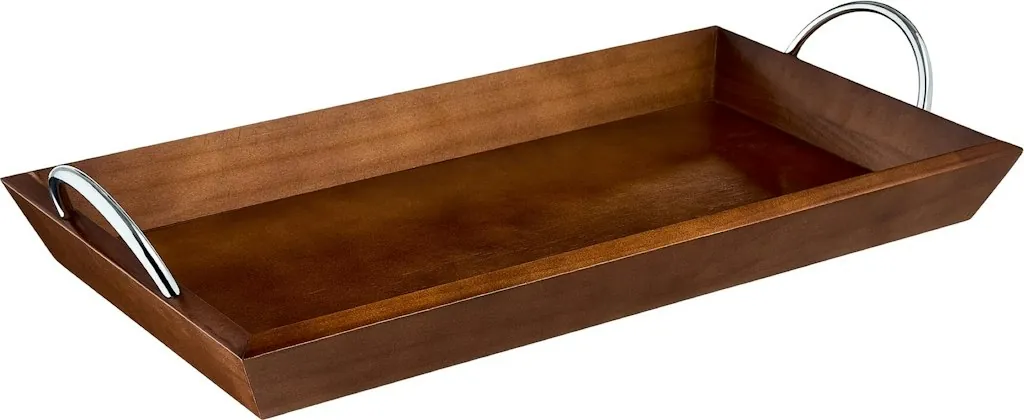Mainstays 18" x 10" Wooden Tabletop Tray w/ Chrome Handles