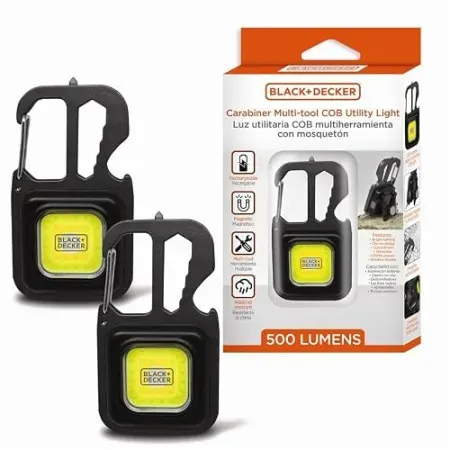 2-Pack BLACK+DECKER Multi-Tool USB Rechargeable Flashlight w/ Carabiner