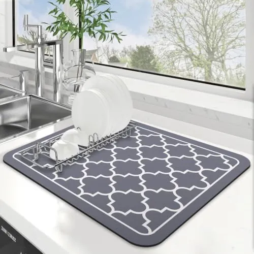 WISELIFE Dish Drying Mat Grey