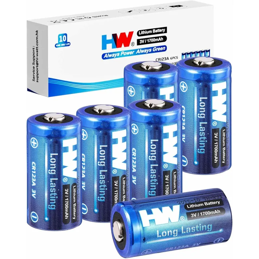 HW CR123A 3V Lithium Battery 6-Pack