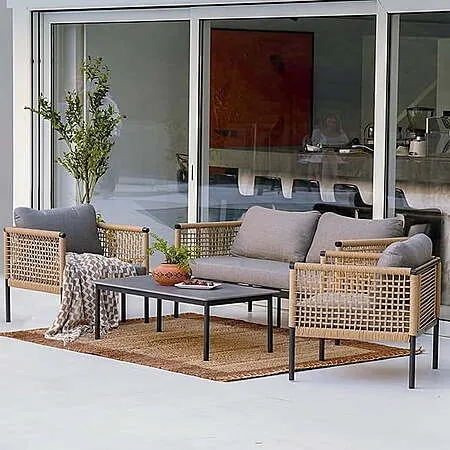 4-Pc Grand Patio Aluminum & Resin Wicker Furniture Set w/ Sofa & Coffee Table