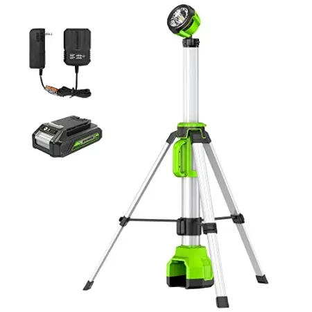 Greenworks 24V 2-In-1 2,200 Lumen Standing LED Work Light w/ 2Ah Battery & 2A Charger