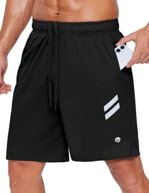 PINSPARK Men's 7" Quick-Dry Athletic Shorts w/ Zipper Pockets