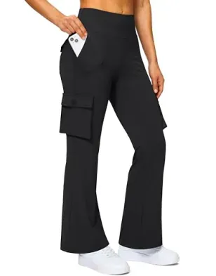 G Gradual 6-Pocket High Waist Stretch Cargo Flare Leggings Women's Yoga Pants