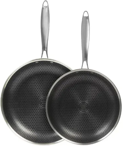 2-Piece Sedona Kitchen Glidesteel Stainless Steel Nonstick Frypan Set (8-Inch & 10-Inch)