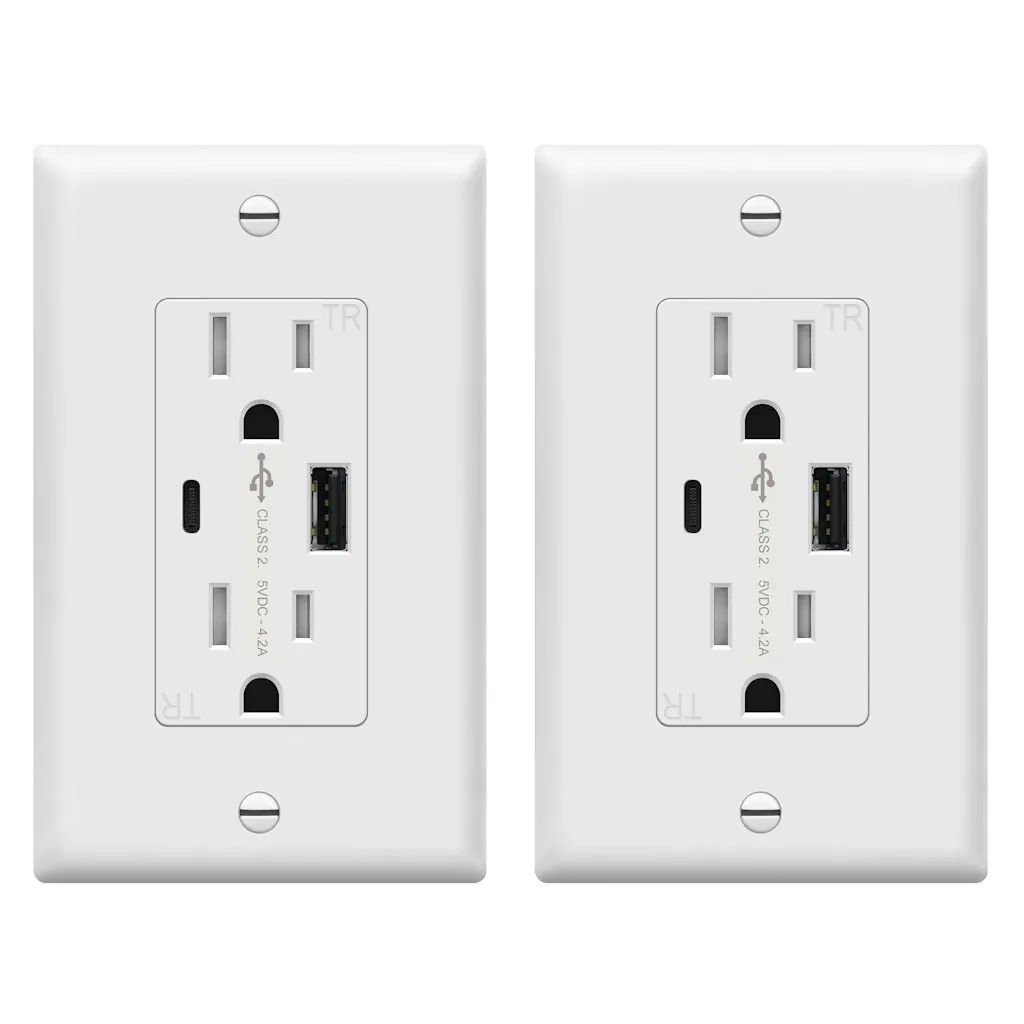 Topgreener USB Wall Outlet 2-Pack