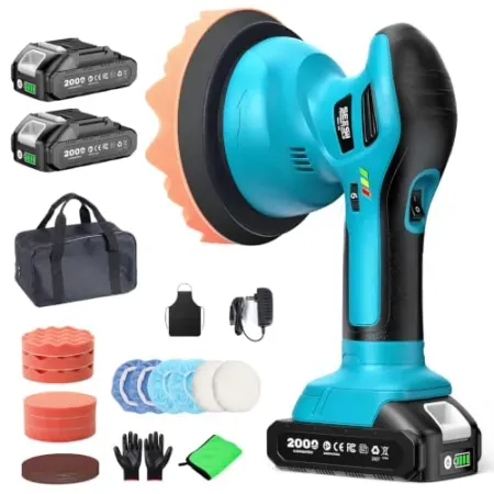 Seesii 6" 21V Cordless Car Buffer Polisher Kit w/ 2x 2000mAh Batteries