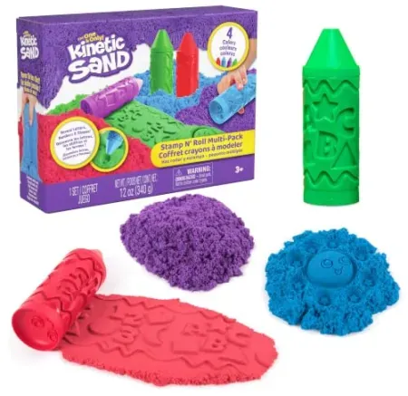 4-Pack Kinetic Sand Stamp N' Roll Play Sand Sensory Toys