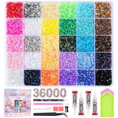 36000-Count SOANNY 3mm Flatback Resin Rhinestone Bedazzling Kit