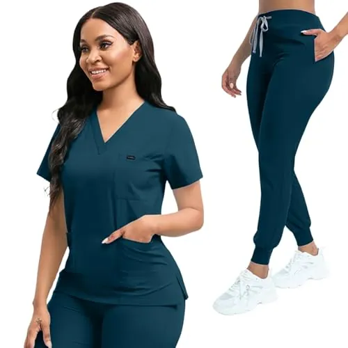 Stretch V-Neck Top & Bottoms Scrubs