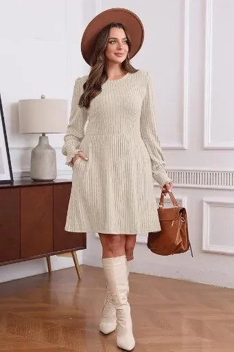 SAMPEEL Long Sleeve Sweater Dresses