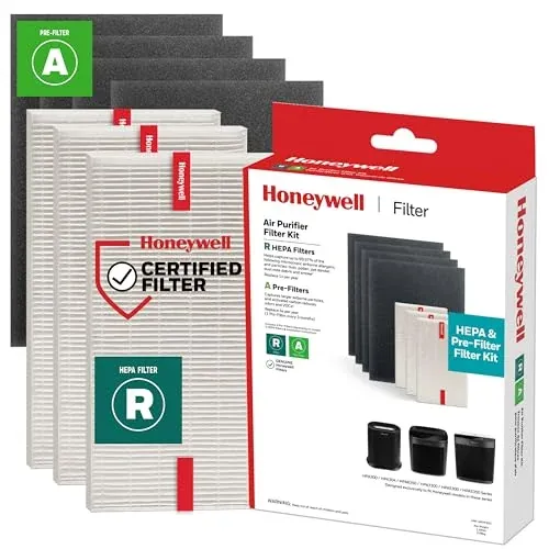 Honeywell HEPA Air Purifier Filter Replacement Kit for HPA300, HPA3300, HPA5300, HPA8350 series (Value Combo Pack Includes 3 HEPA R & 4 A Carbon Pre-Cut Pre-Filters)