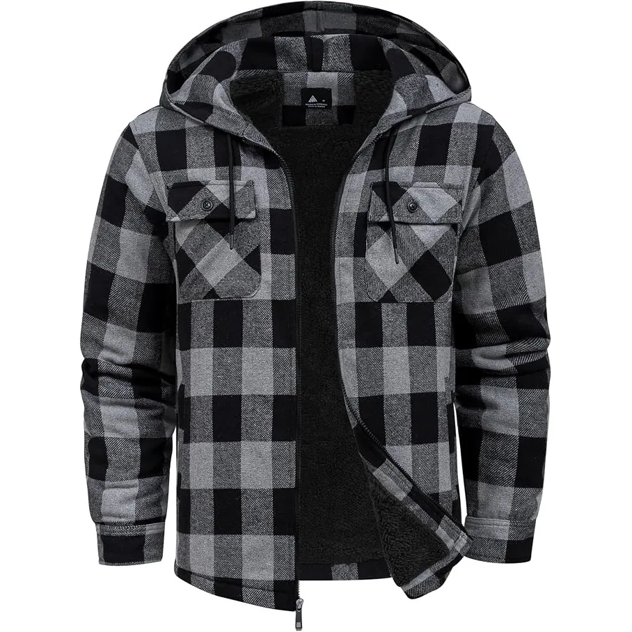 Scodi Flannel Fleece Sherpa Hooded Jacket