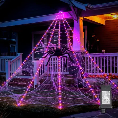 255-LED Outdoor Giant Spider Web Lights