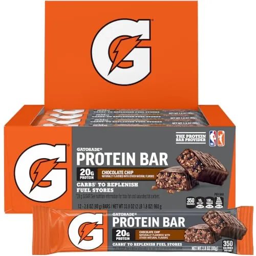 Gatorade Whey Protein Recover Bars, Chocolate Chip (Pack of 12)