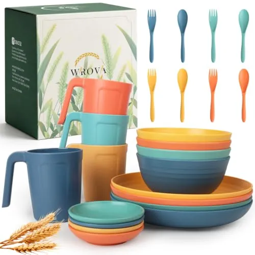 Wrova Wheat Straw Dinnerware Sets 24-Piece