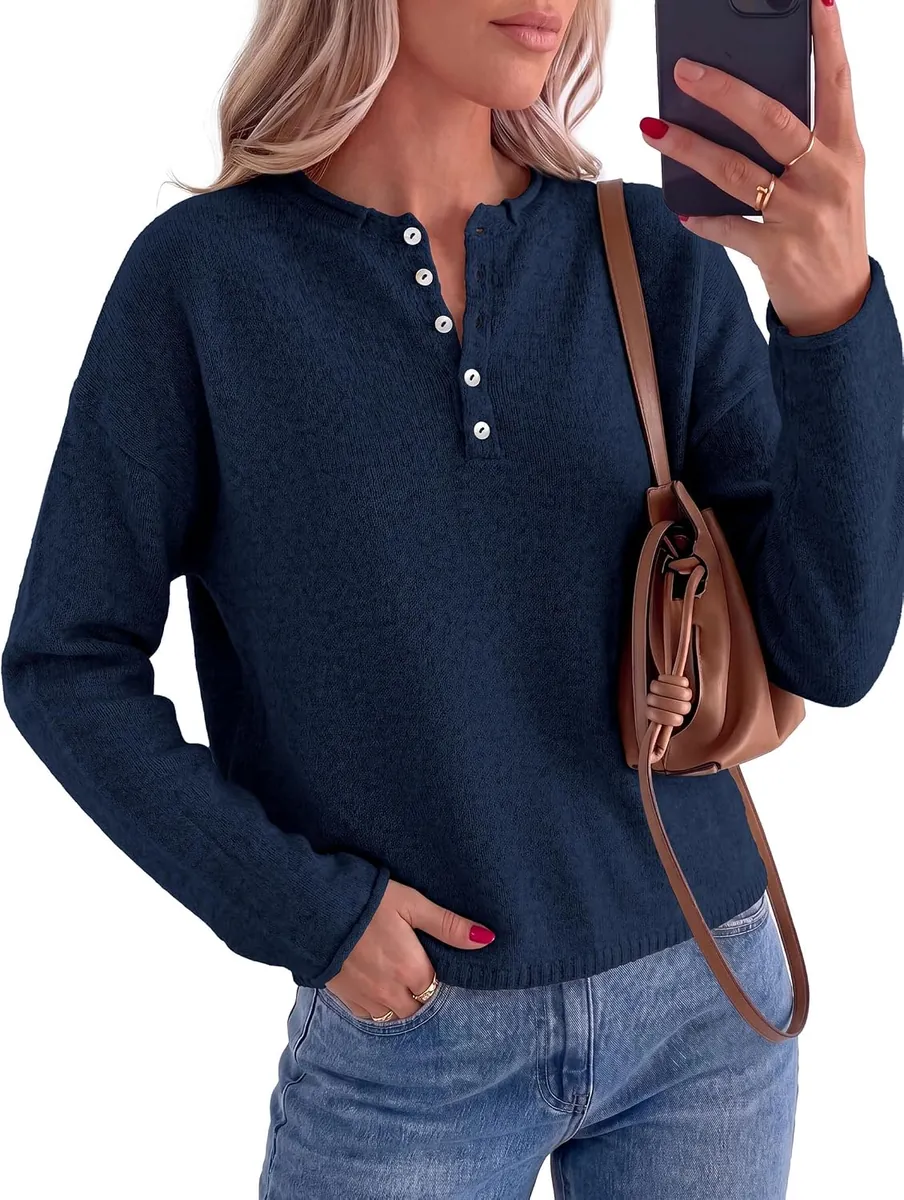 PRETTYGARDEN Henley Cozy Sweaters