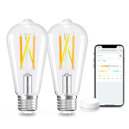 Linkind ST19 Dimmable Tunable White Smart LED Edison E26 Bulbs 2-Count