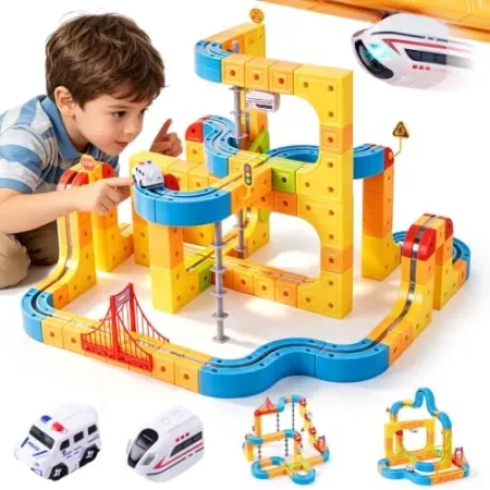 159-Piece Gofunly Electric Train Set w/ 3D Flexible Race Track