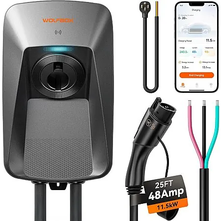 Prime: 48A WOLFBOX J1772 NEMA 14-50 Hardwired Level 2 EV Charger w/ App + RFID