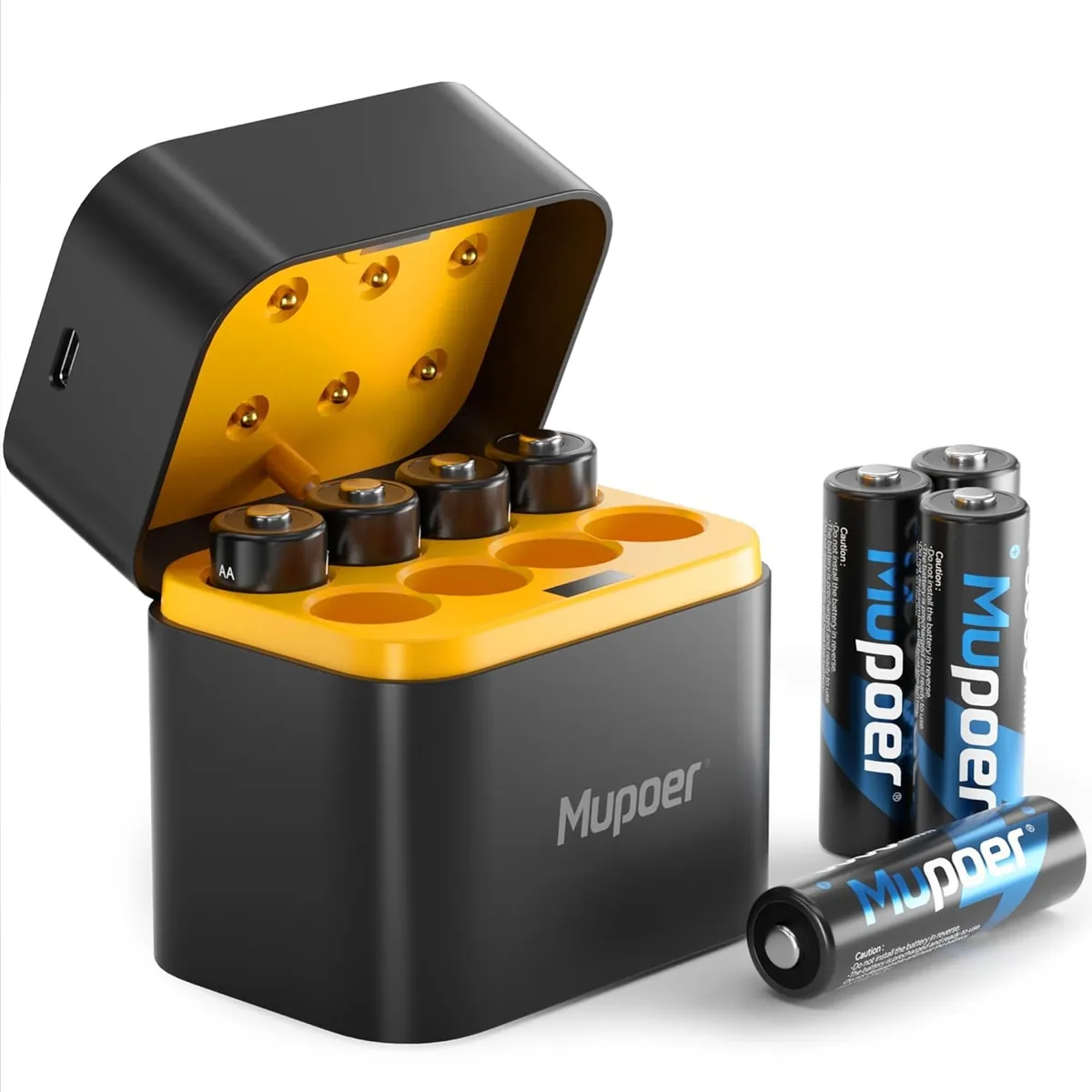 Mupoer Rechargeable AA Lithium Batteries 8 Pack with Charger
