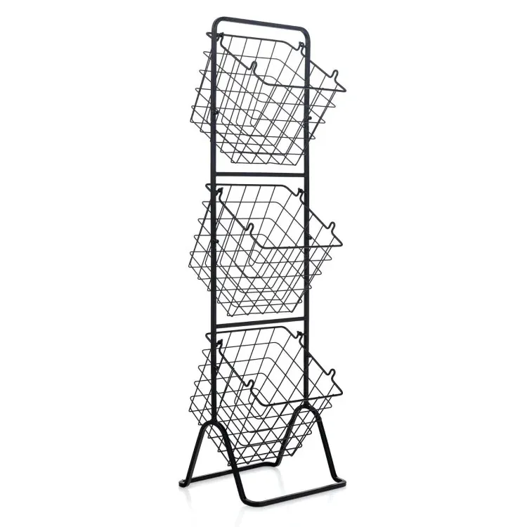 Costway 3.5ft 3-Tier Fruit Basket Stand with Adjustable Heights