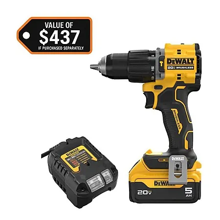 Dewalt ATOMIC 20V Cordless 1/2" Hammer Drill Kit w/ 5.0Ah Battery & Charger