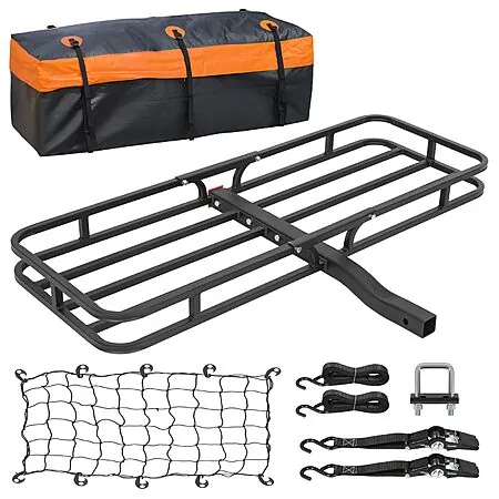 53" x 19" WEIZE Hitch Mount Cargo Carrier Basket w/ Waterproof Bag & Net/Straps