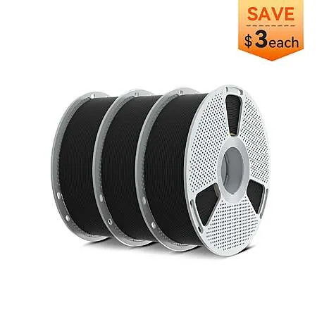 3-Pk 1KG SUNLU Nylon-6 Carbon Fiber (PA6-CF) 3D Printer Filament (Black)