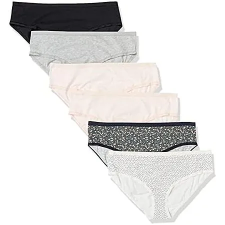 Prime: 6-Pack Amazon Essentials Women's Cotton Hipster Underwear (Large Only)