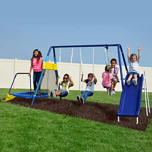 Sportspower Almansor Metal Swing, Slide and Trampoline Set
