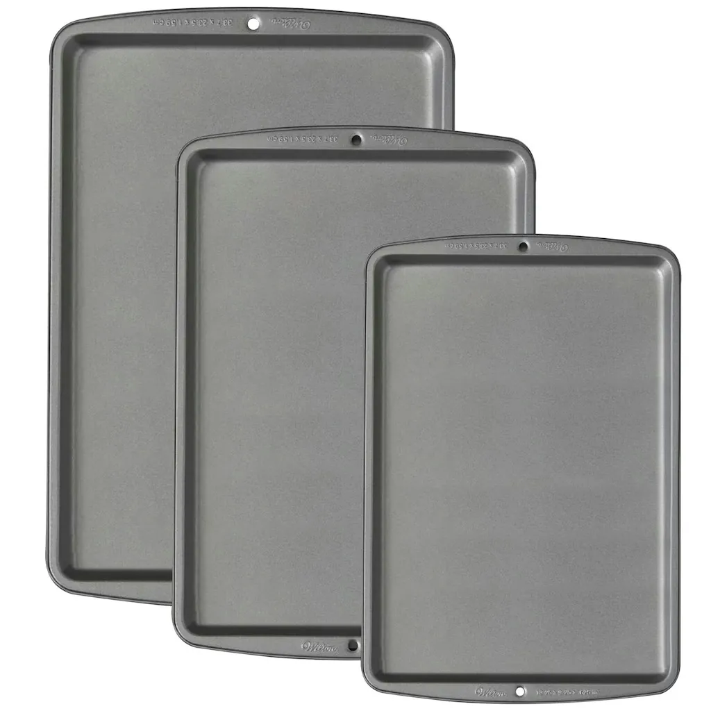 Wilton Premium Non-Stick Cookie Sheet Pan Bakeware 3-Piece Set