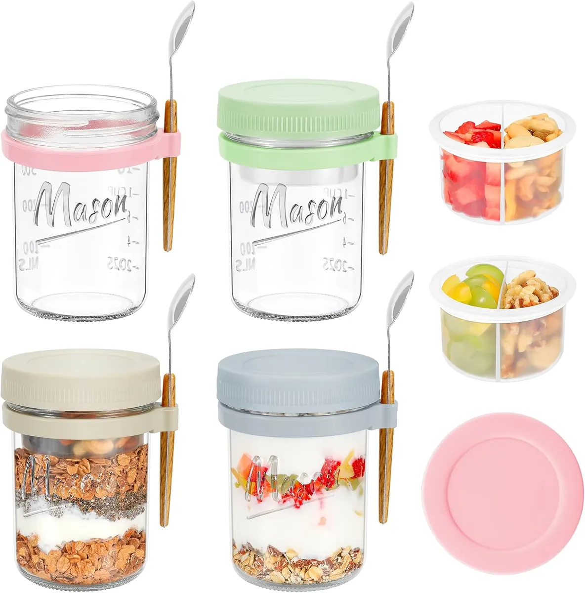 Glass Overnight Oats Containers 4-Pack