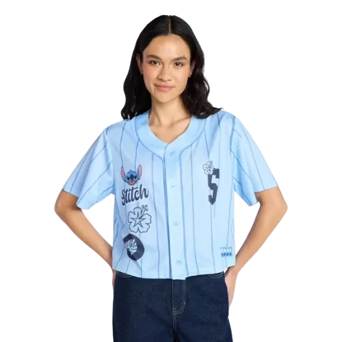 Stitch Women's Graphic Cropped Baseball Jersey Top