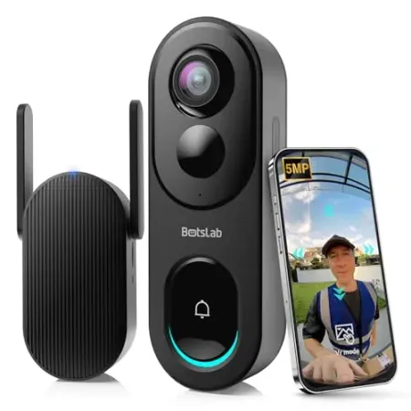 BOTSLAB R810 5MP Doorbell Camera Wireless w/ 180° Head-to-Toe View