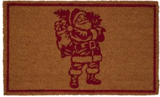 My Texas House Natural and Red Santa Outdoor Coir Christmas Doormat 18" x 30"