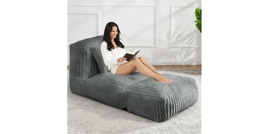 Big Bean Bag Lounger Sofa with Pillow (Grey)