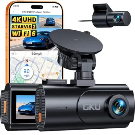 GKU D600 Pro Max 4K Front and 1080P Rear Dual Dash Cam