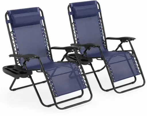 Alvantor 2-Pack Zero Gravity Lounge Chairs w/ Pillow & Cup Holder