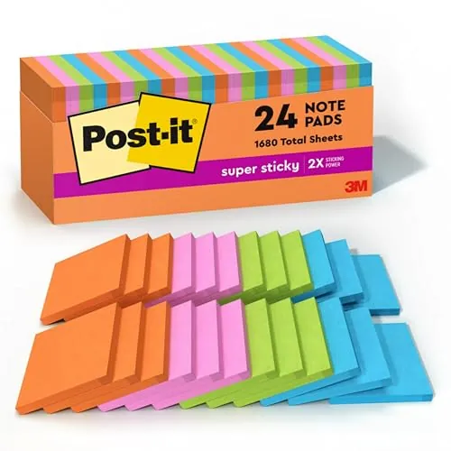Post-it Super Sticky Notes Neon Fizz 24-Pack