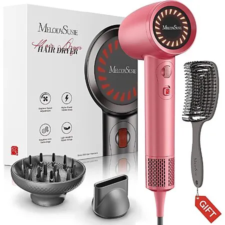 MelodySusie 1600w Hair Dryer w/ Diffuser (Rose)
