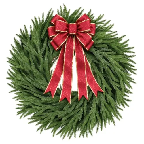 Lighted Christmas Wreath with Bow