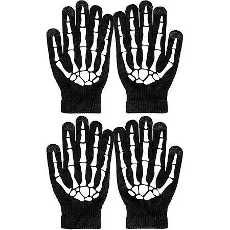2-Pairs OTPEH Glow in the Dark Skeleton Costume Gloves