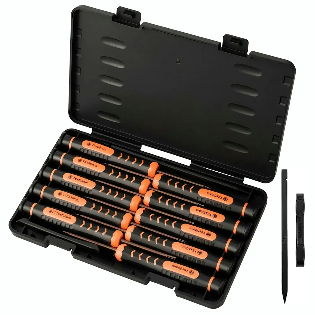 10-Piece T2-T15 Torx Security Screwdriver Set w/ Case
