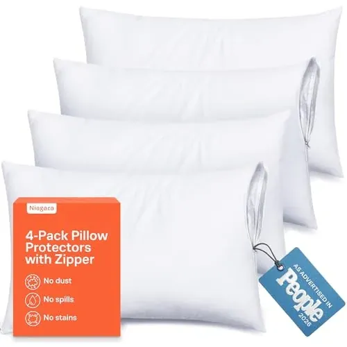 Niagara Sleep Solution Standard Pillow Protectors w/ Zipper 4-Pack