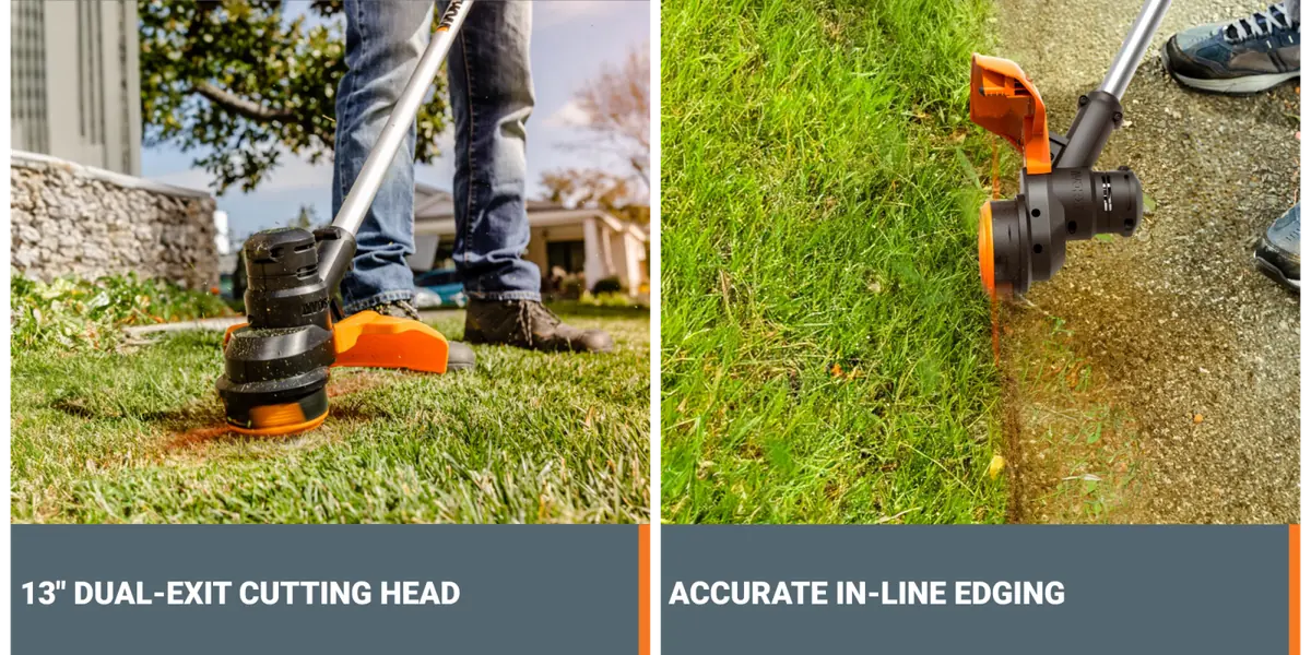 Worx 40V 13-inch Cordless Electric String Trimmer with 2x 2.0Ah batteries and a spool