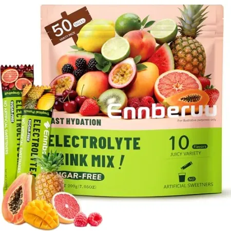 Electrolyte Powder Packets 50 Sticks Sugar-Free Hydration Drinks
